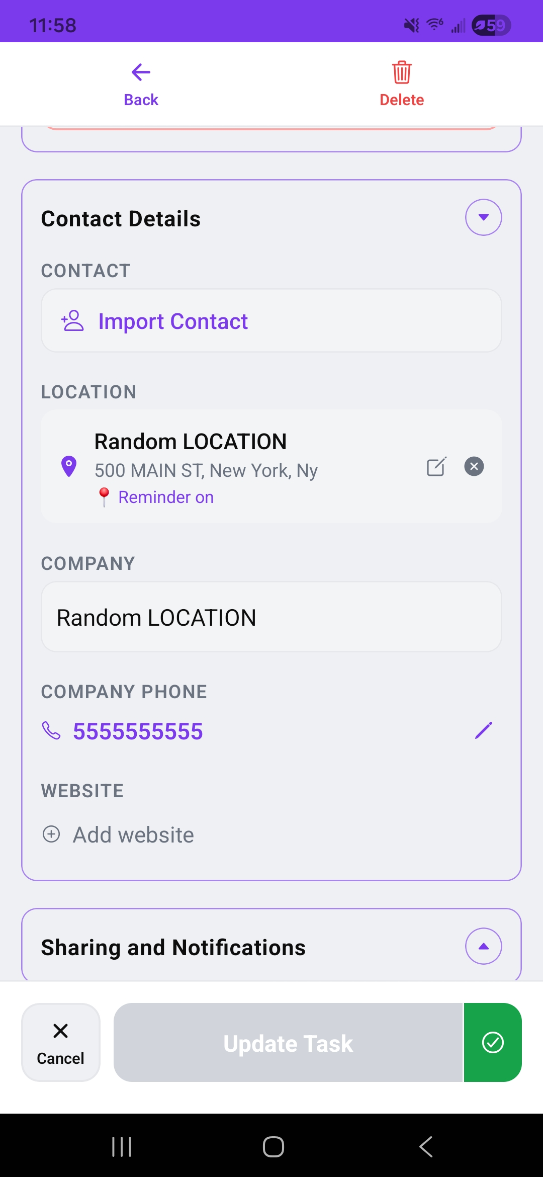 Detail Assistant screen